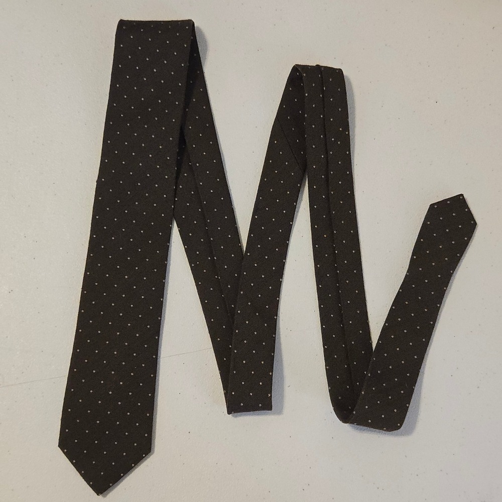 Wool Slim Kenneth Cole Tie Polka Dot Silk Cravat Brown Textured Necktie Designer